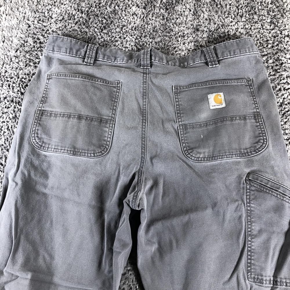 Carhartt Pants Mens 38x32 Gray Relaxed Fit Carpenter Workwear Stretch 102291-039